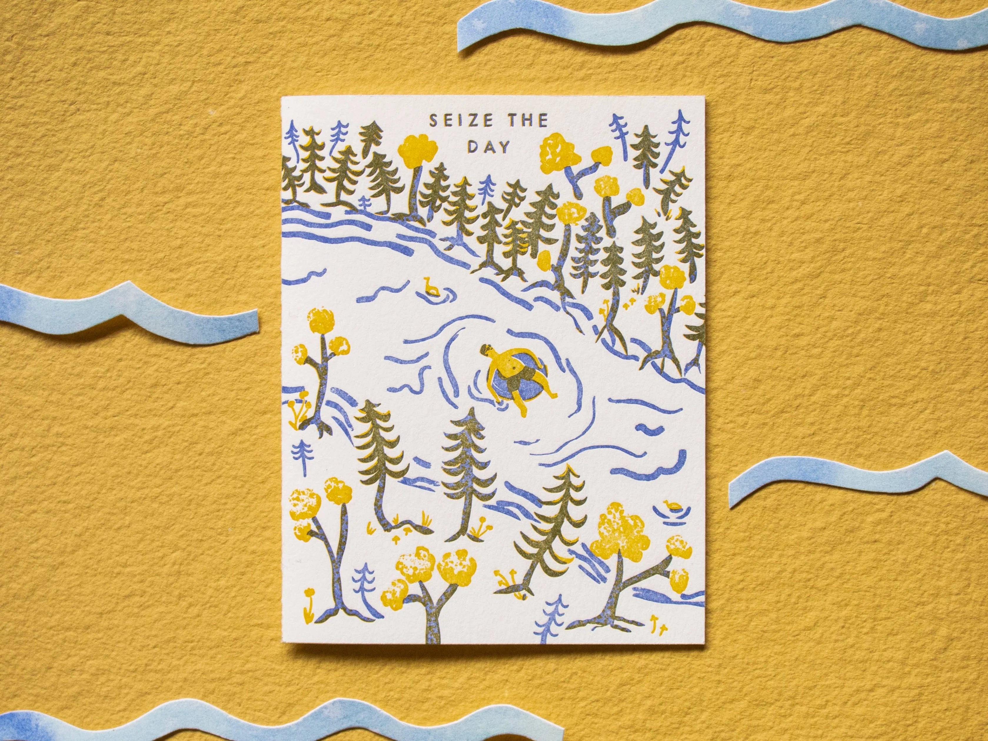 Homework Letterpress Seize the Day Tubing Birthday Card