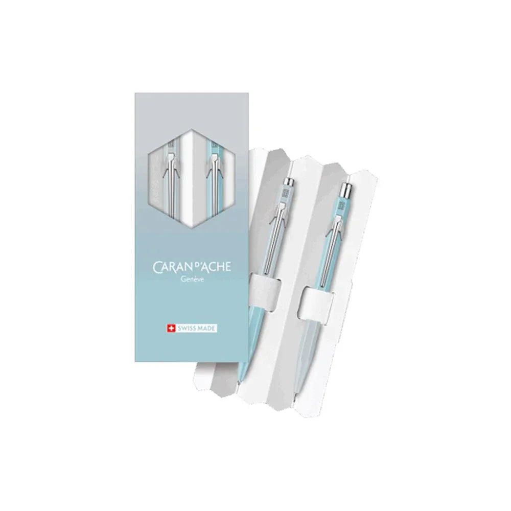 Caran dAche 849 Ballpoint Pen & 0.5 Pencil Set Blue Lagoon - Laywine's