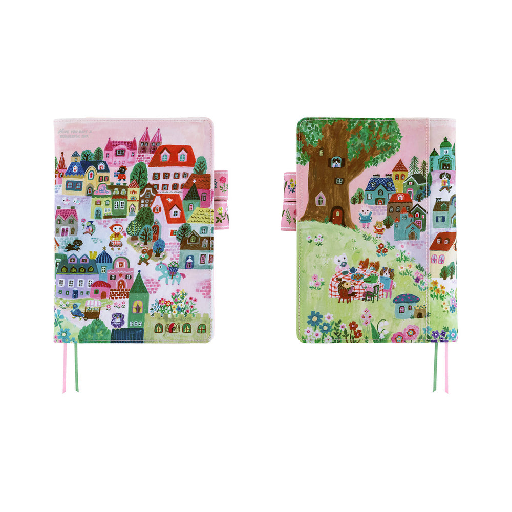 Hobonichi A5 Cover Yumi Kitagishi: White Cat Village