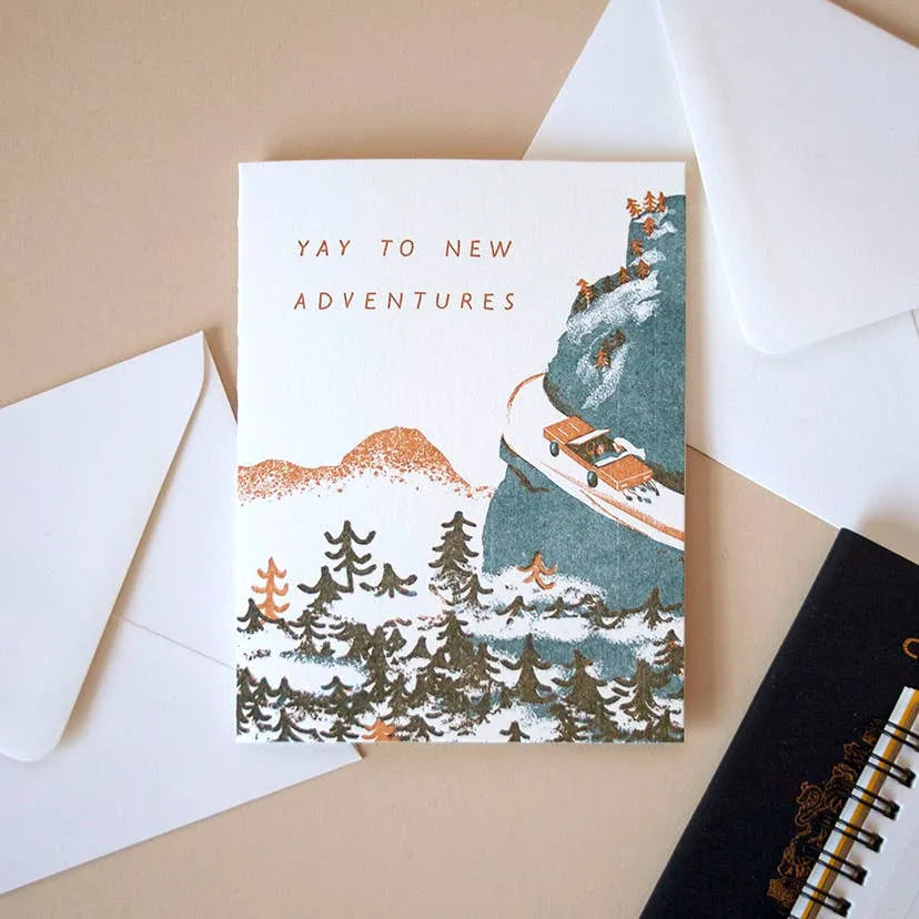Homework Letterpress New Adventures Wedding Card