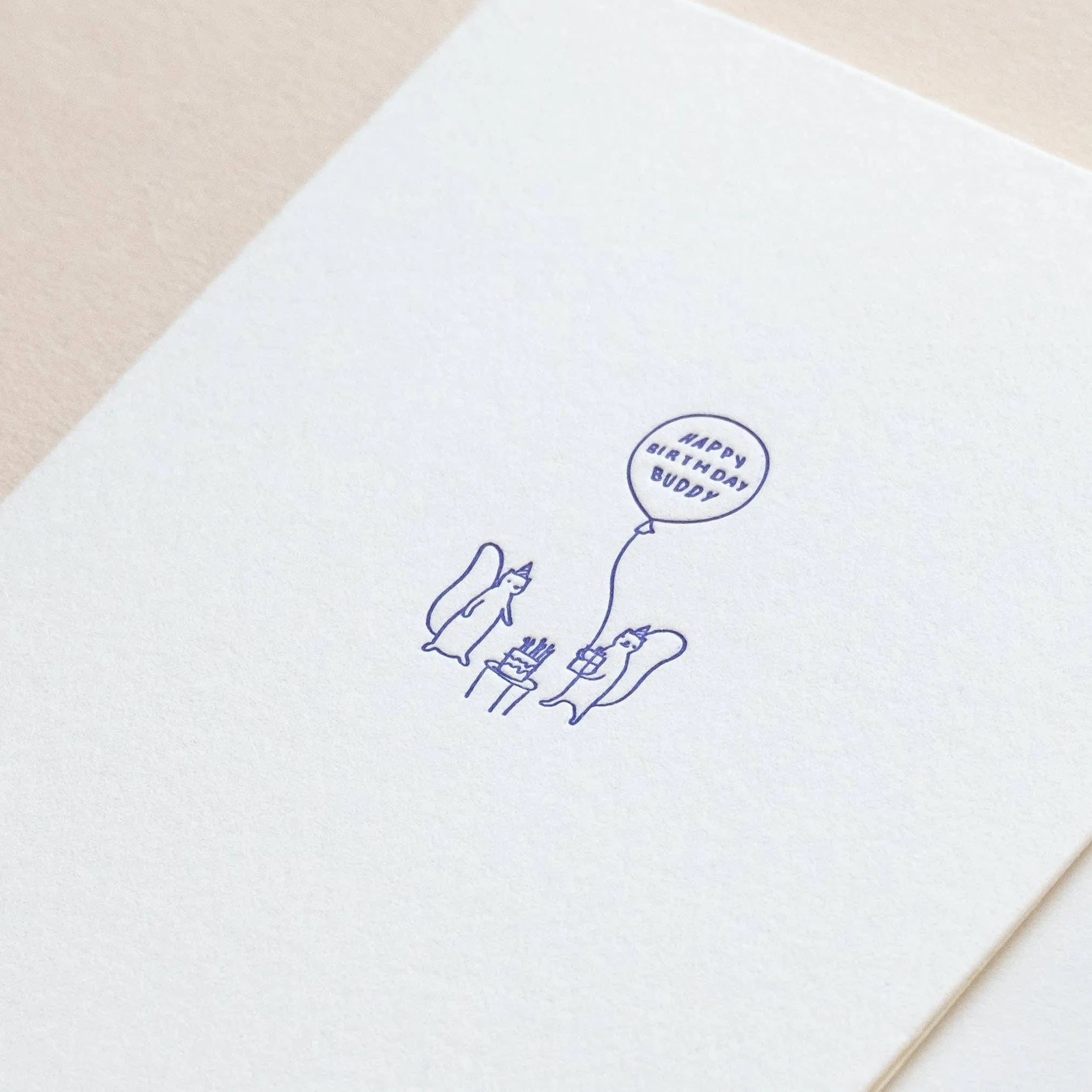 Homework Letterpress Birthday Buddy Squirrels Card