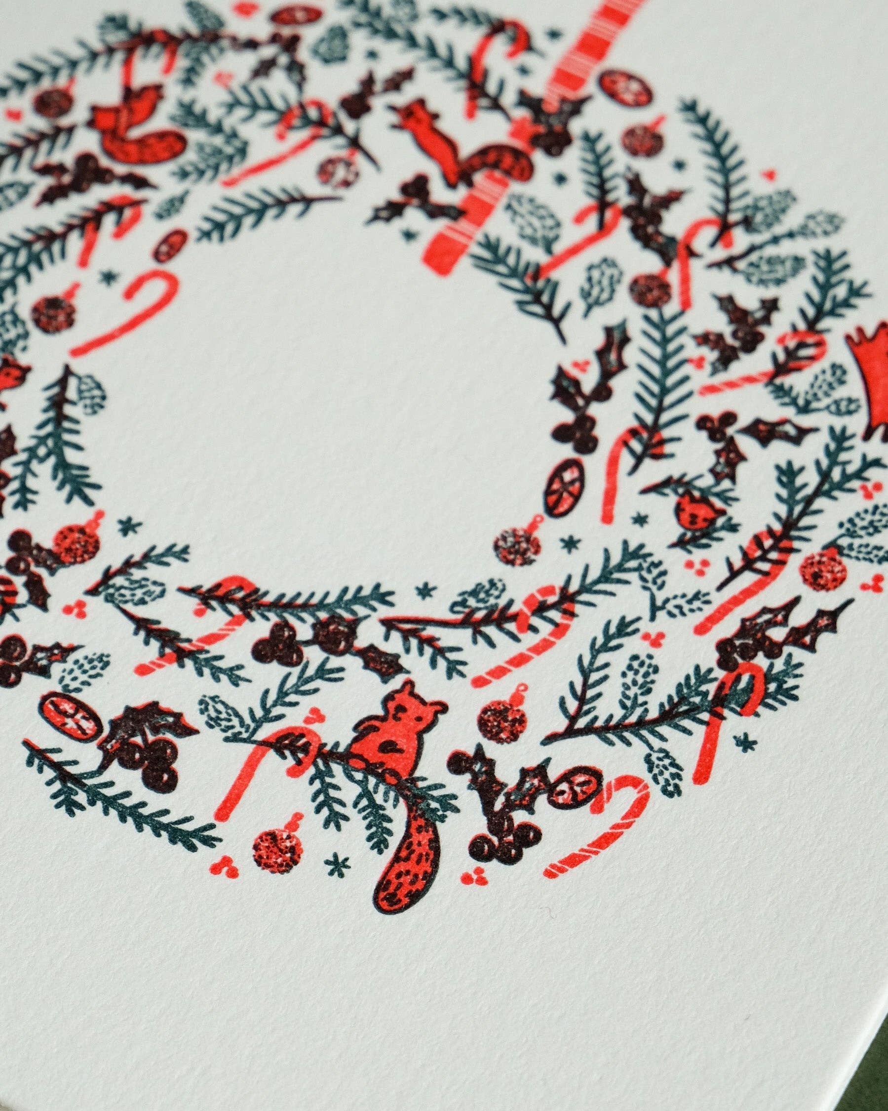 Homework Letterpress Wreath Holiday Card