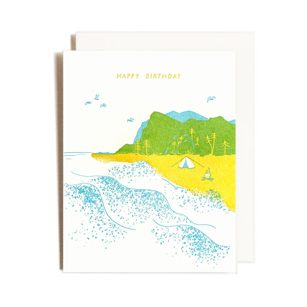 Homework Letterpress Beachy Birthday Card