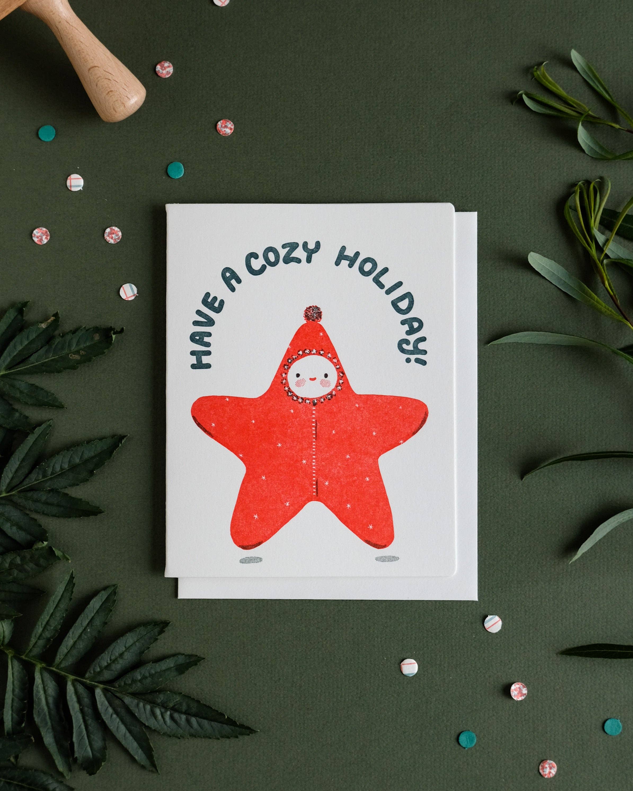 Homework Letterpress Cozy Star Holiday Card