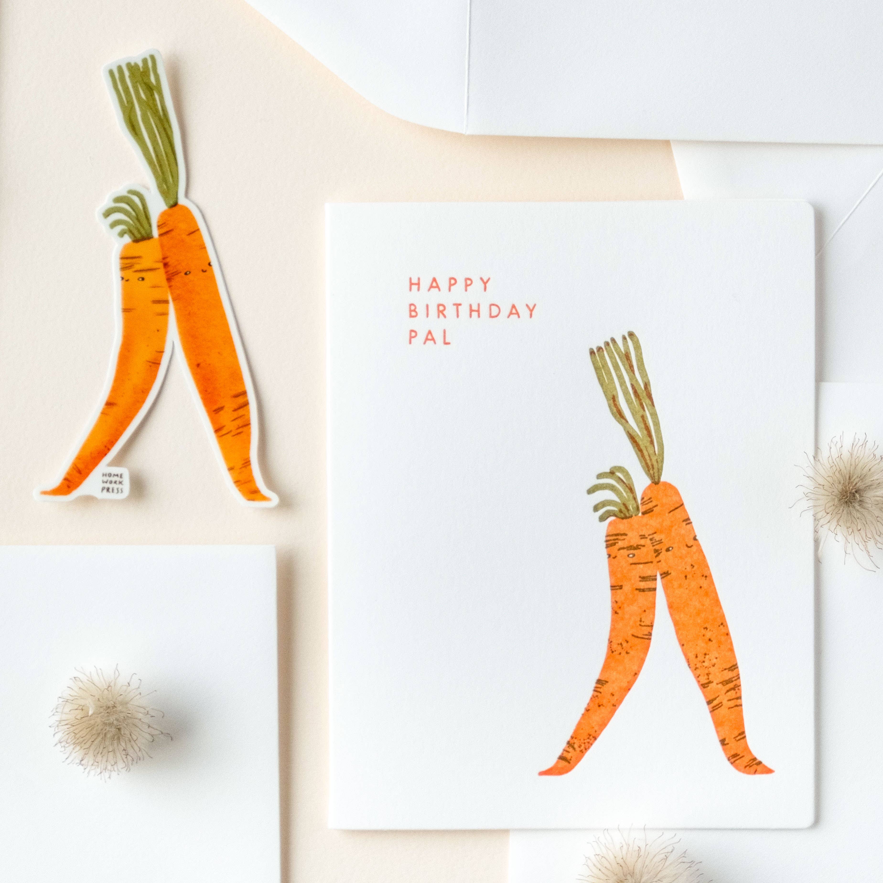 Homework Letterpress Birthday pal carrots Card