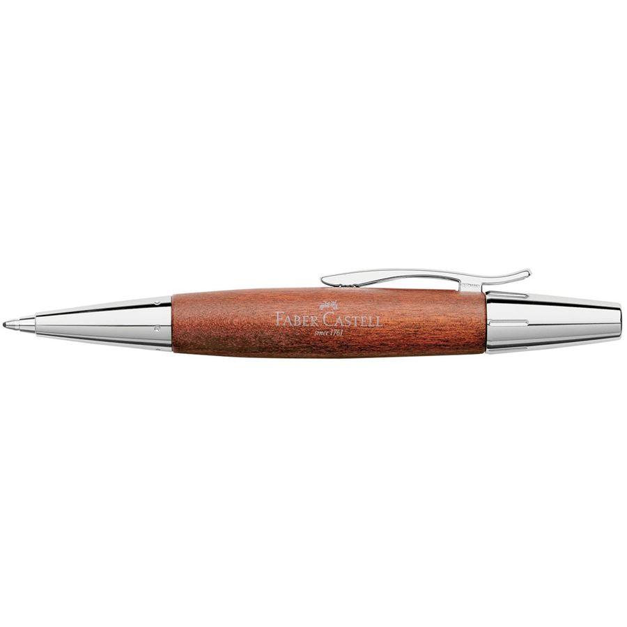 Faber-Castell E-Motion Brown Pearwood & Shiny Chrome BP - Laywine's