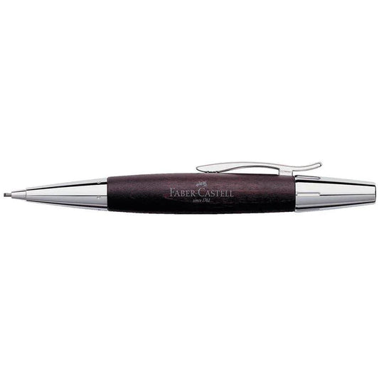 Faber-Castell E-Motion Dark Brown Pearwood & Shiny Chrome MP 1.4 - Laywine's