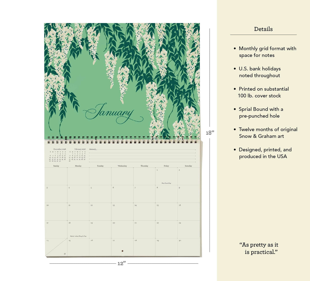 Snow & Graham 2027 Write-On Calendar, view 3
