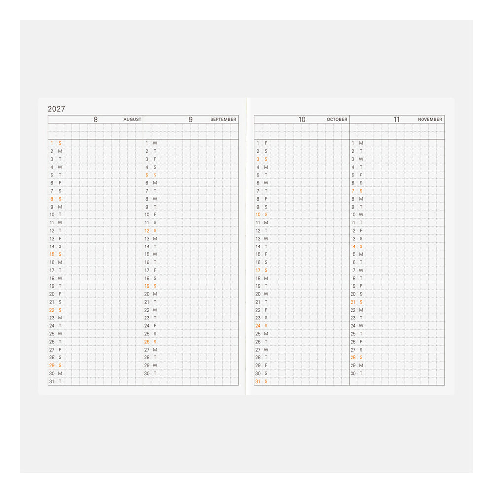 Hobonichi A6 Planner English Book 2027