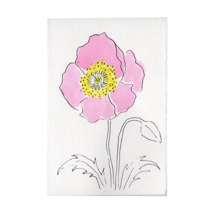 Scribble & Daub Charleston Collection Oriental Poppy Card Pink - Laywine's