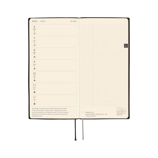 Hobonichi Weeks White Line: Black 2026