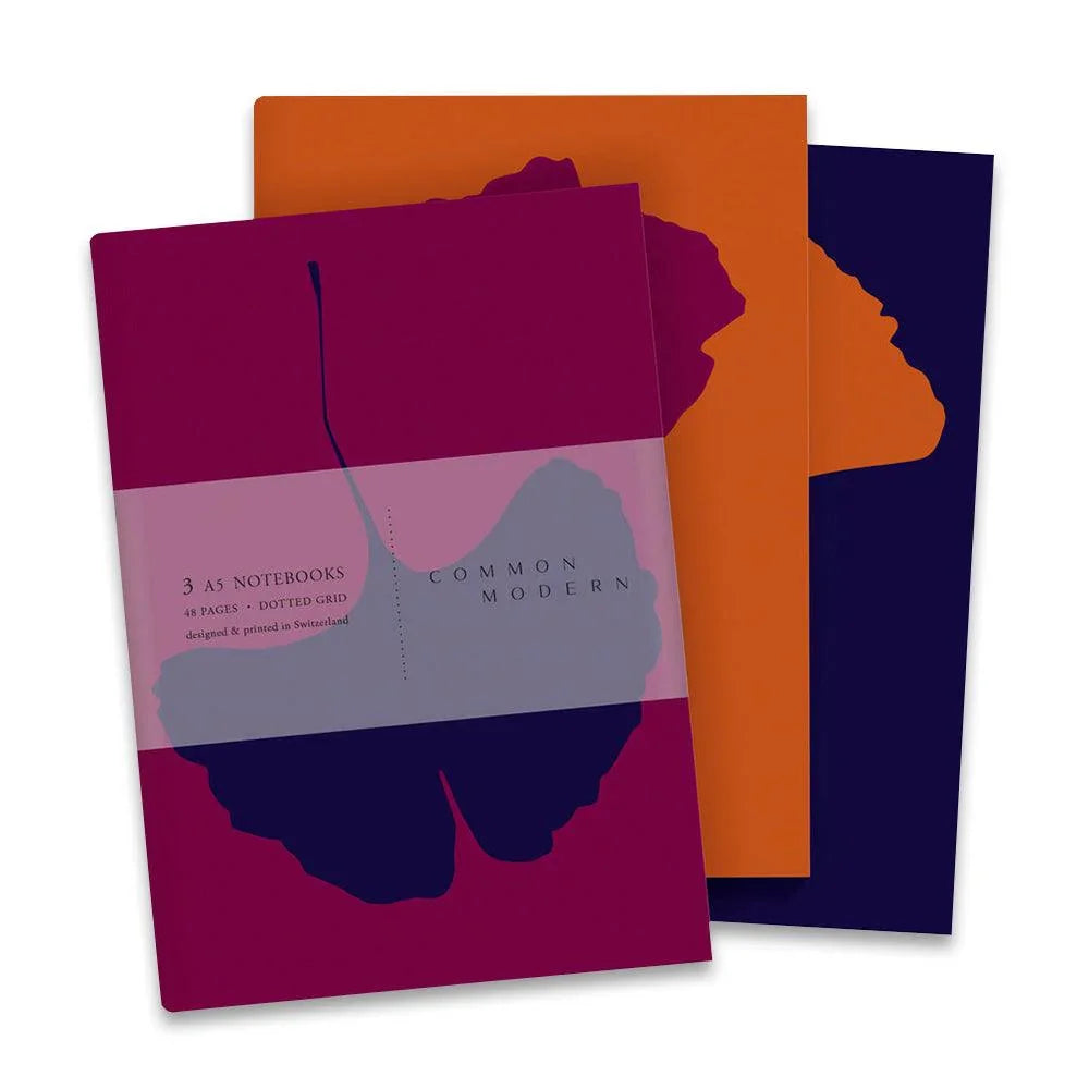 Common Modern Ginkgo Pop Hiver A5 Notebook Trio - Laywine's