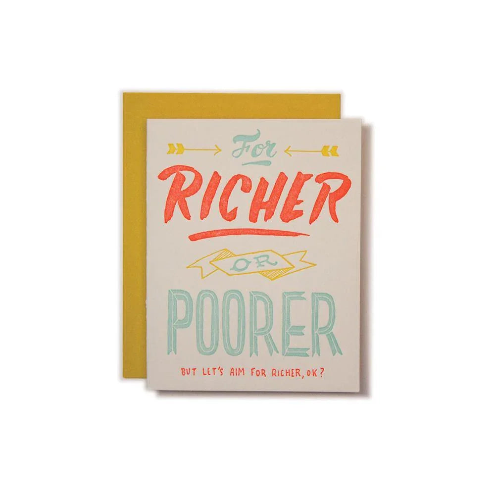 Ladyfingers Letterpress For Richer or Poorer Card - Laywine's