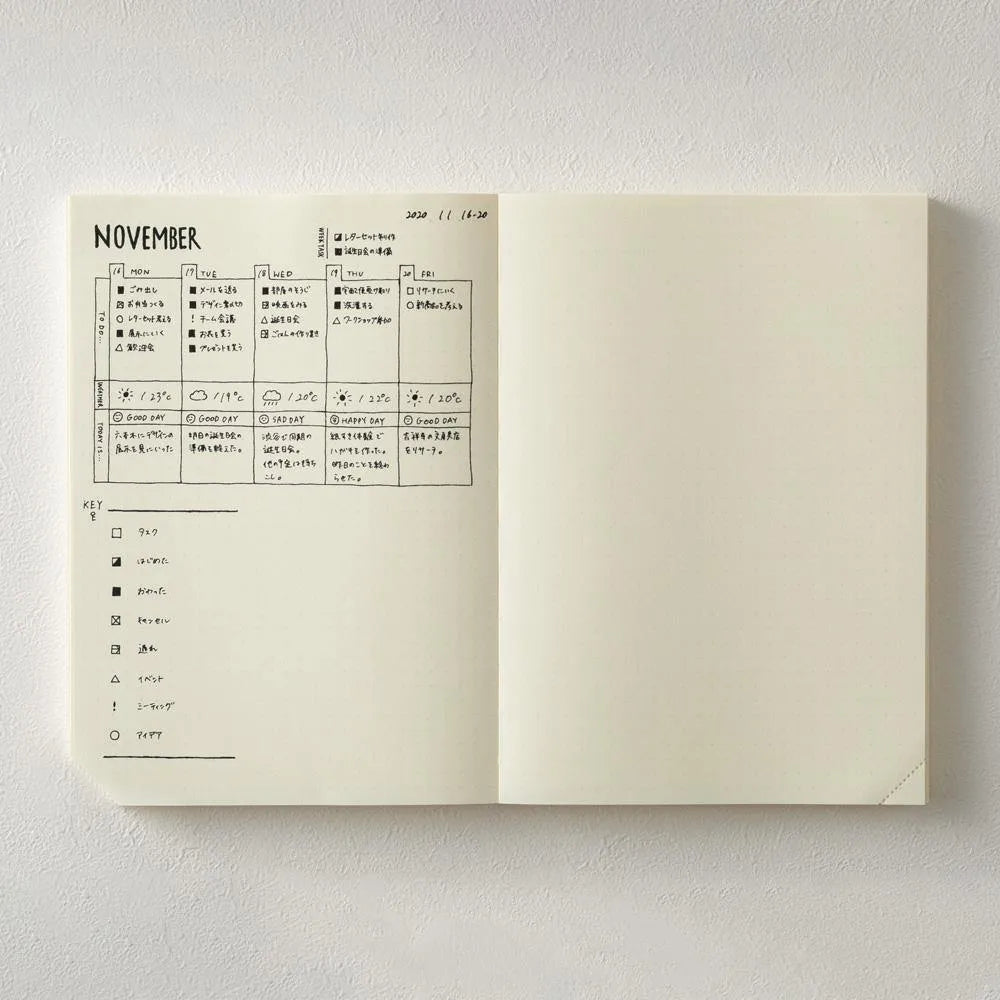 Midori MD A5 Notebook Journal Codex 1 Day per Page - Laywine's