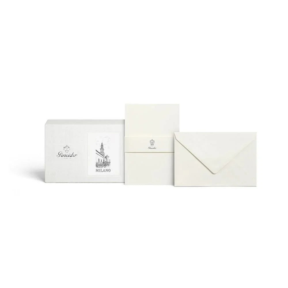 Pineider Milano Box of 12 Cards and Envelopes Form. 9 Ivory - Laywine's