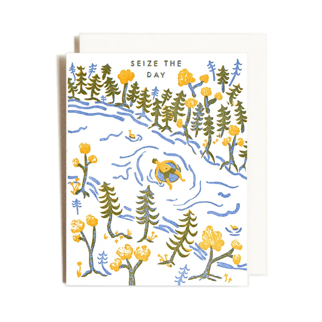 Homework Letterpress Seize the Day Tubing Birthday Card