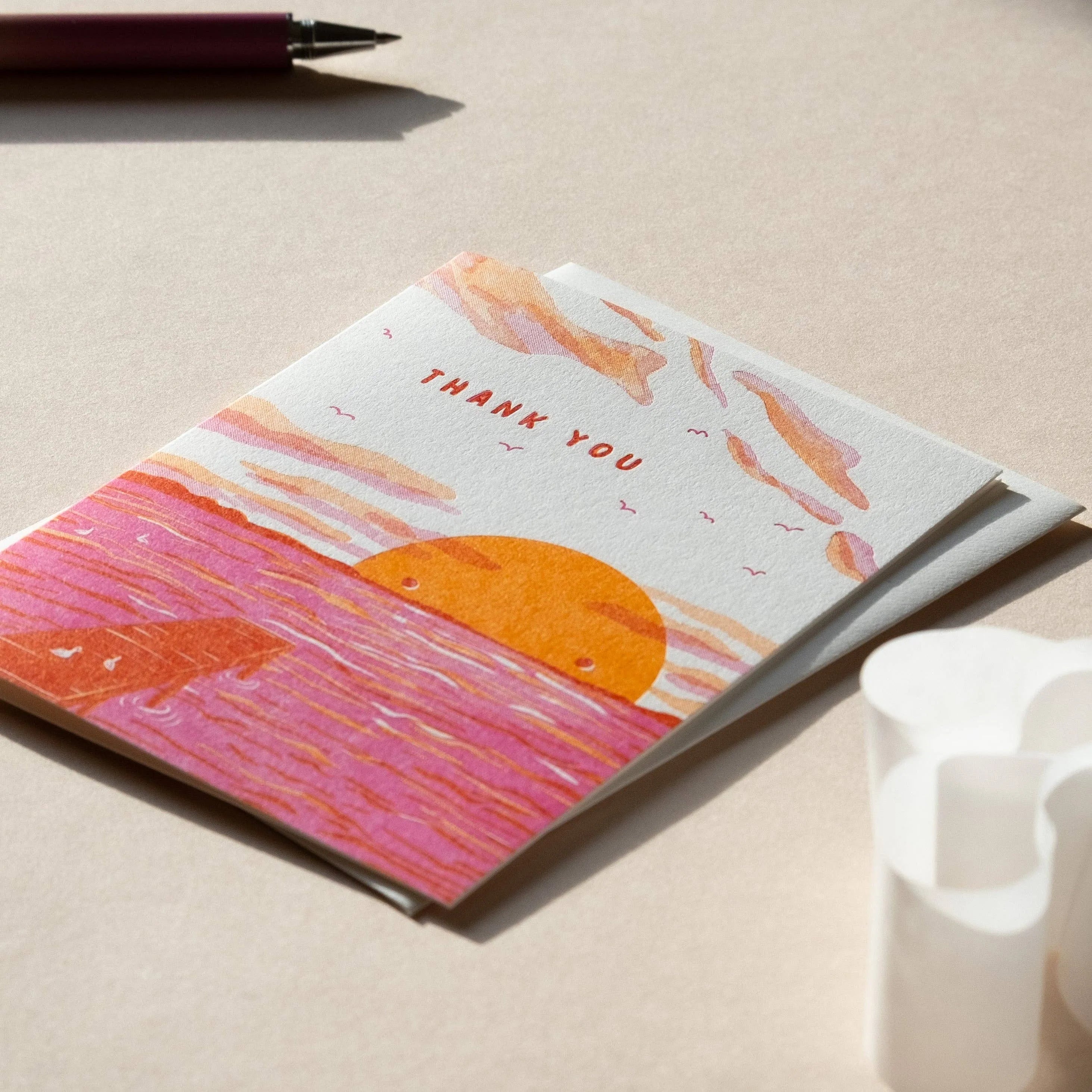 Homework Letterpress Thank You Sunset Card