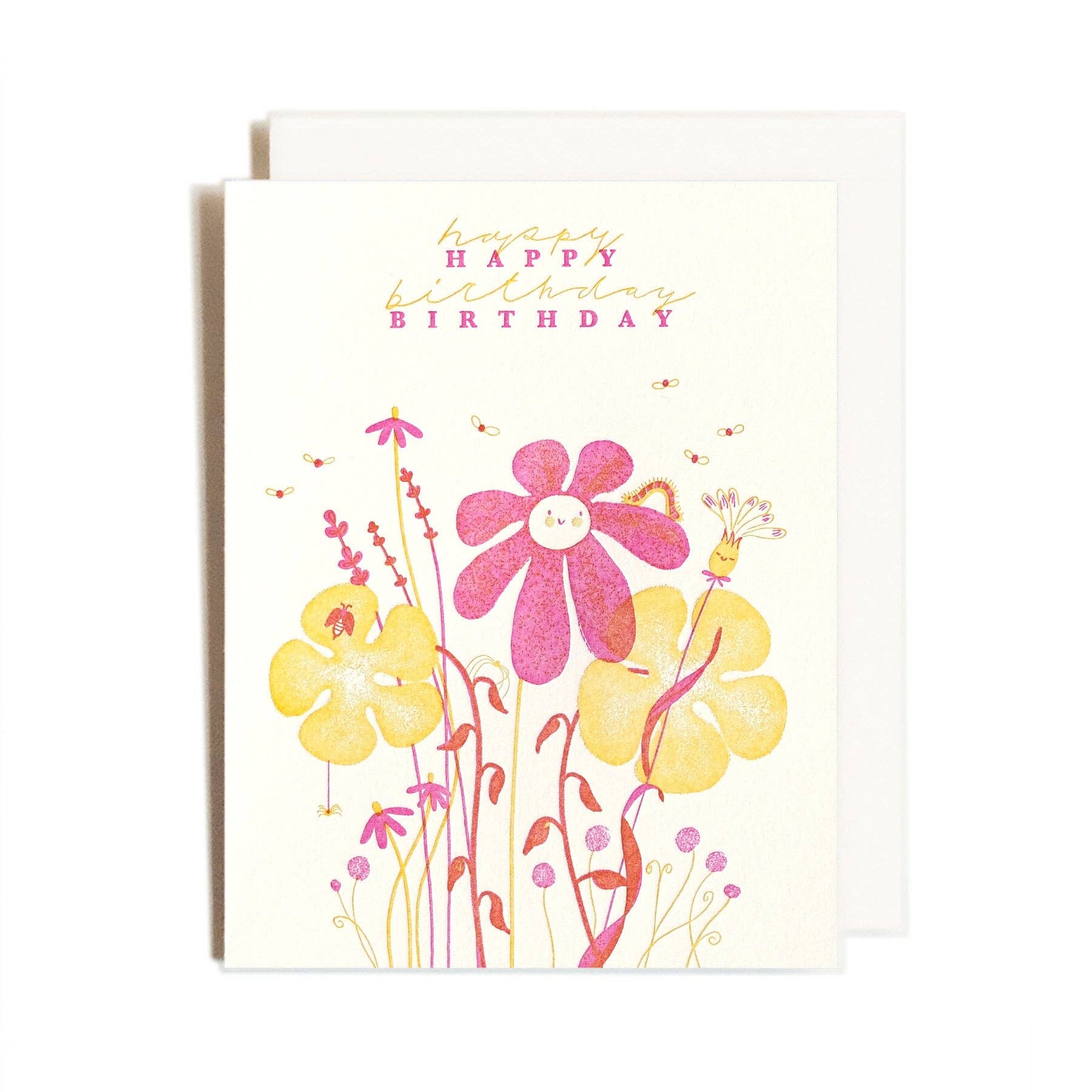 Homework Letterpress Flower Bunch Birthday Card