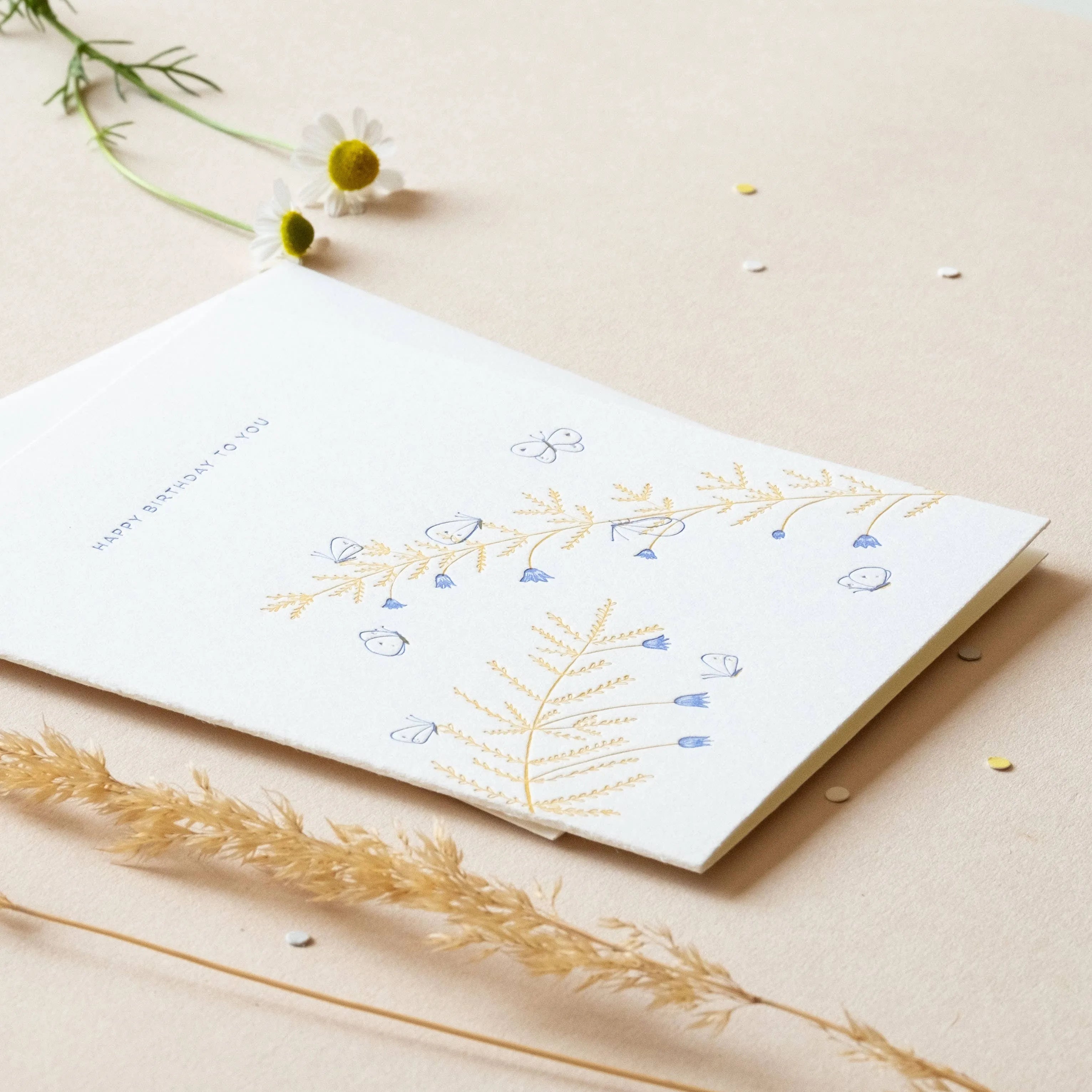 Homework Letterpress Butterflies Birthday Card