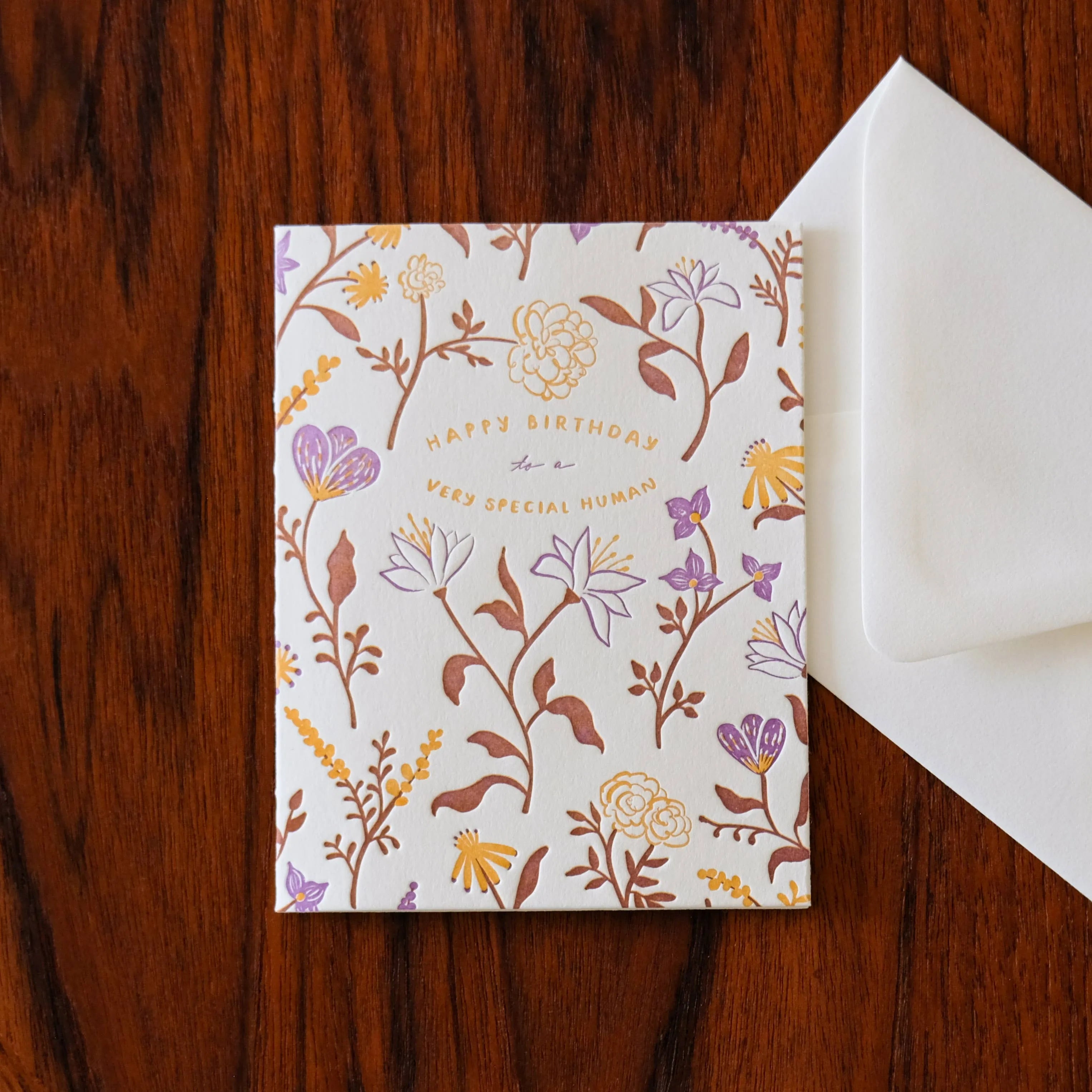 Homework Letterpress Special Human Floral Birthday Card