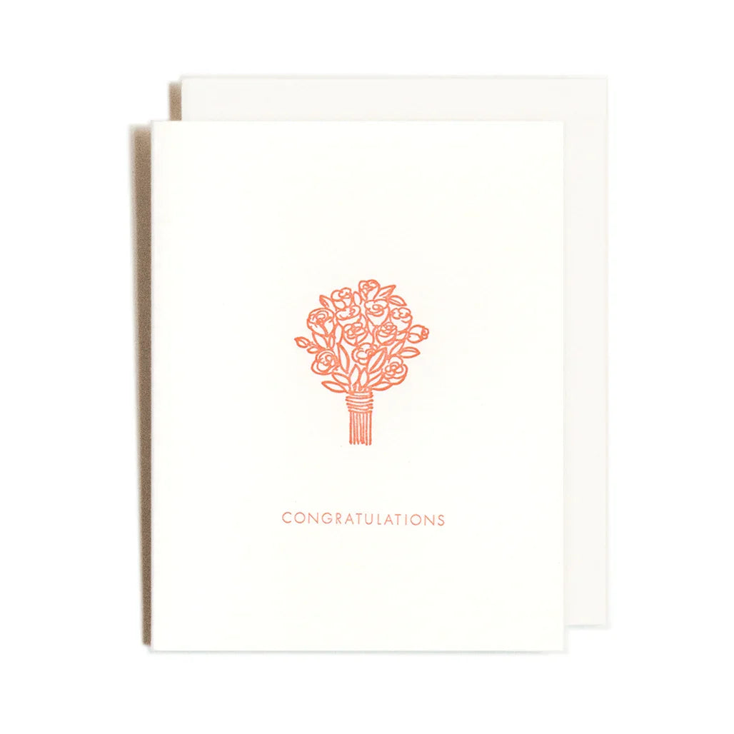 Homework Letterpress Congratulations Bouquet Wedding Card