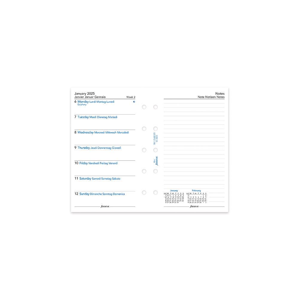 Filofax Mini Week on One Page with Notes, 2025