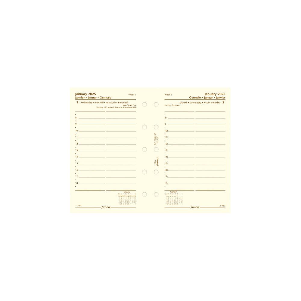 Filofax Mini Day per Page, Cotton Cream, 2025