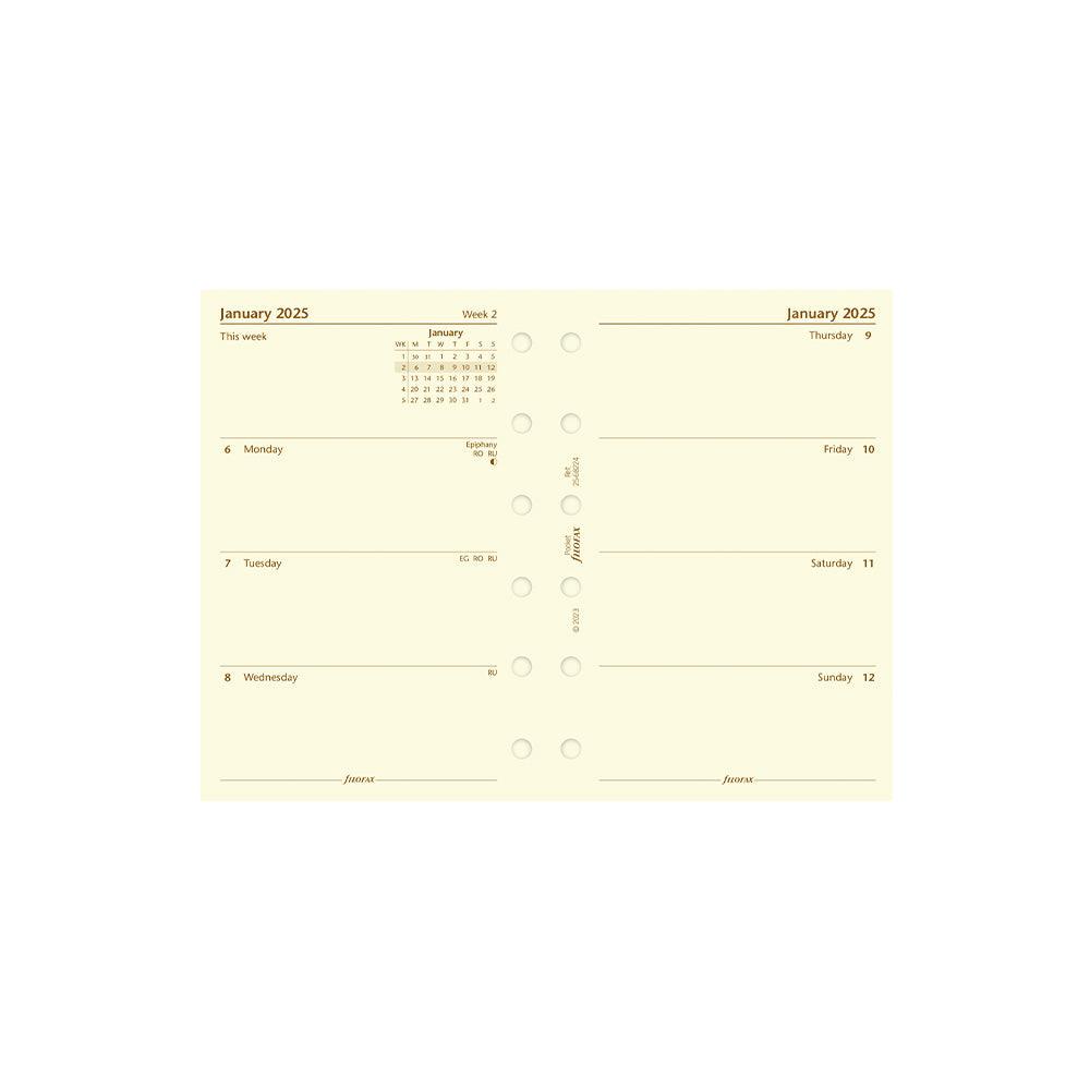 Filofax Pocket Week to View, Cotton Cream, 2025