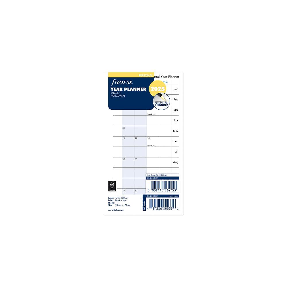 Filofax Personal Horizontal Year Planner 2025