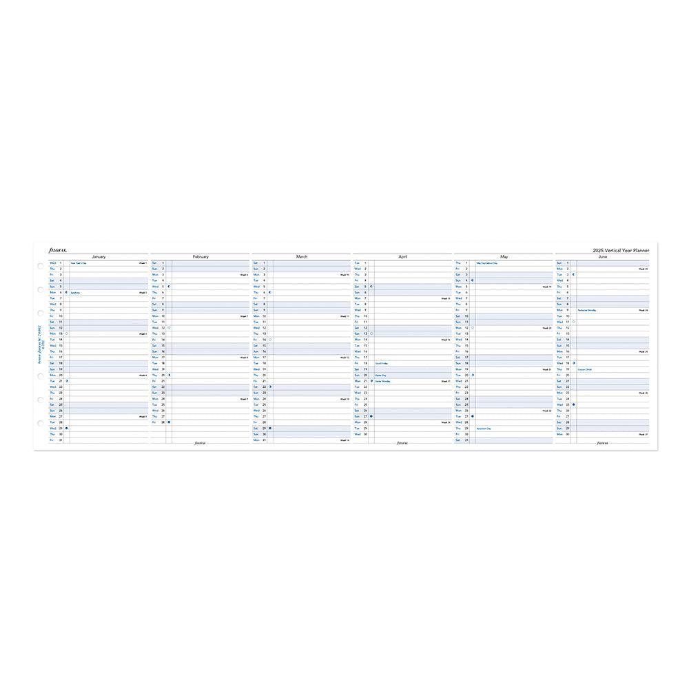 Filofax Personal Vertical Year Planner 2025
