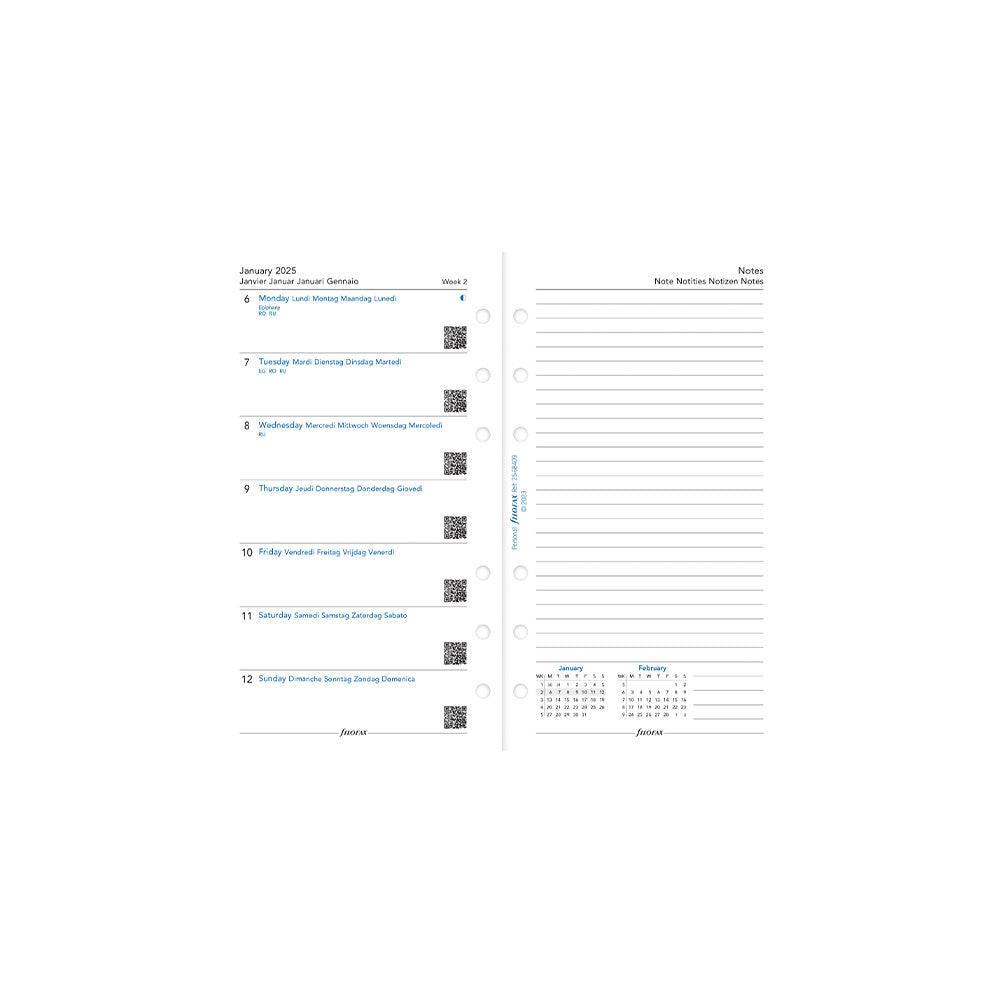 Filofax Personal Week on a Page with Notes, 2025