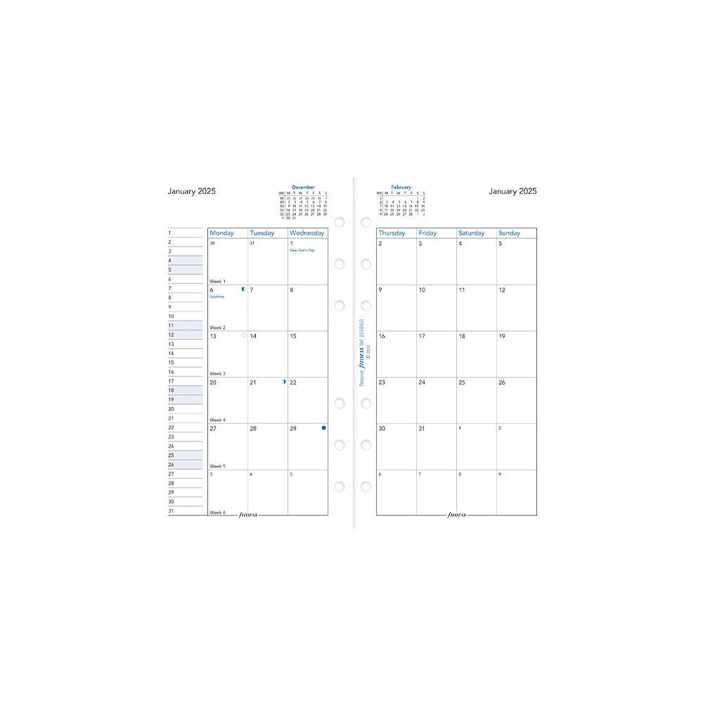 Filofax Personal Month on 2 Pages, 2025