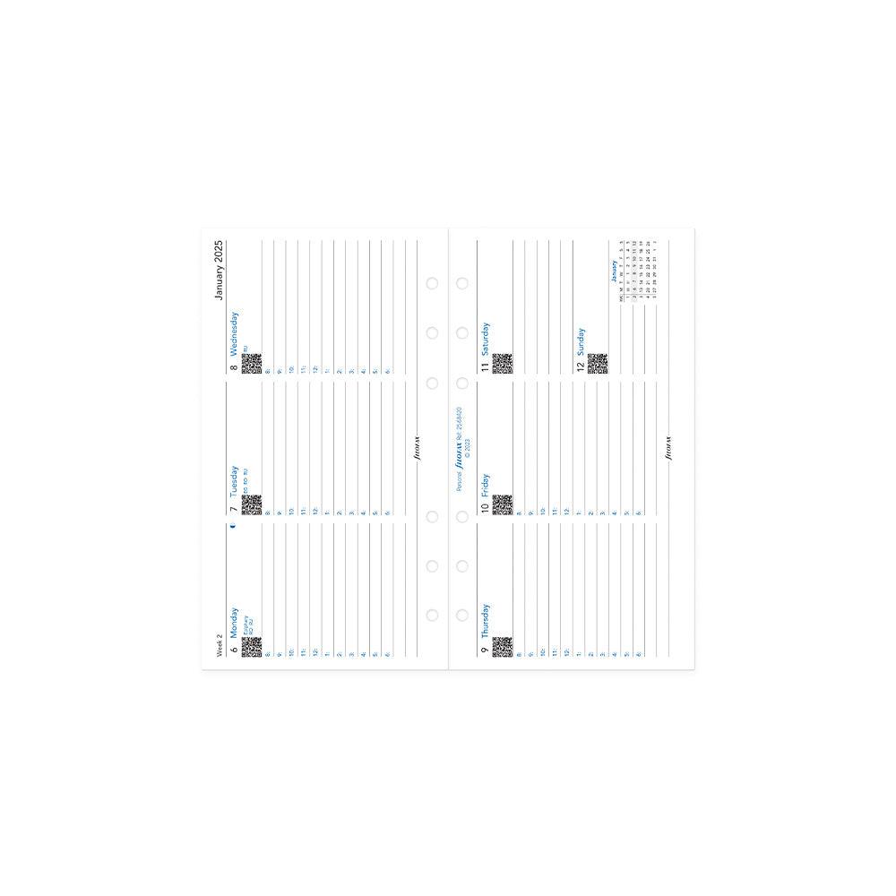 Filofax Personal Week to View, Horizontal, 2025