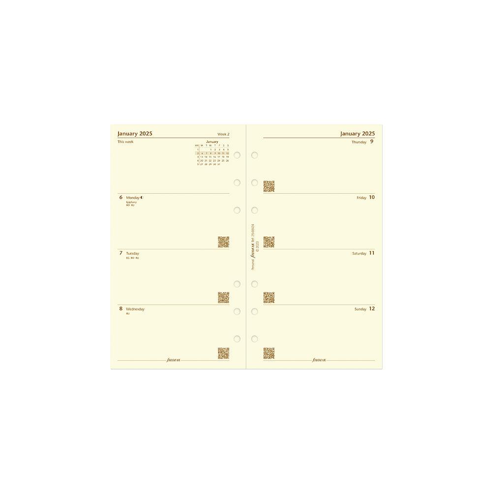 Filofax Personal Week to View, Cotton Cream, 2025