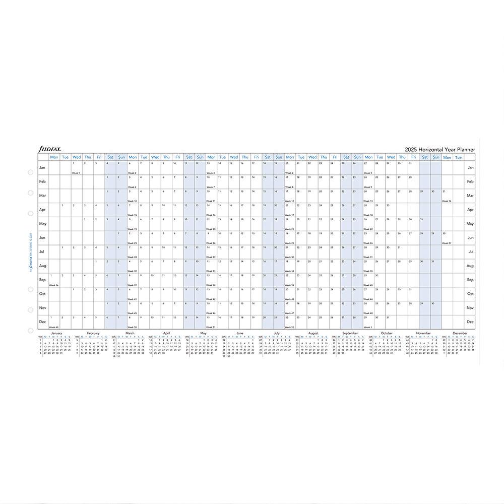 Filofax A5 Horizontal Year Planner 2025