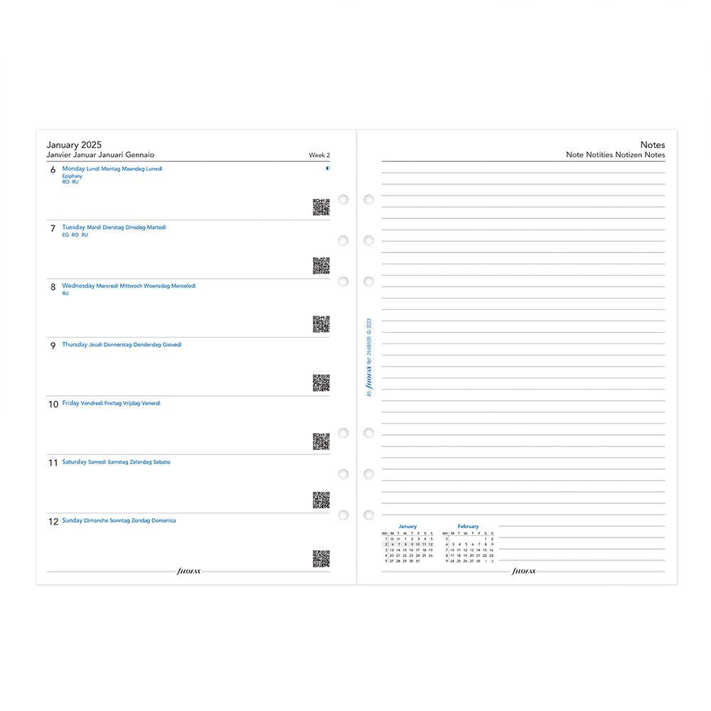 Filofax A5 Week on a Page with Notes, 2025