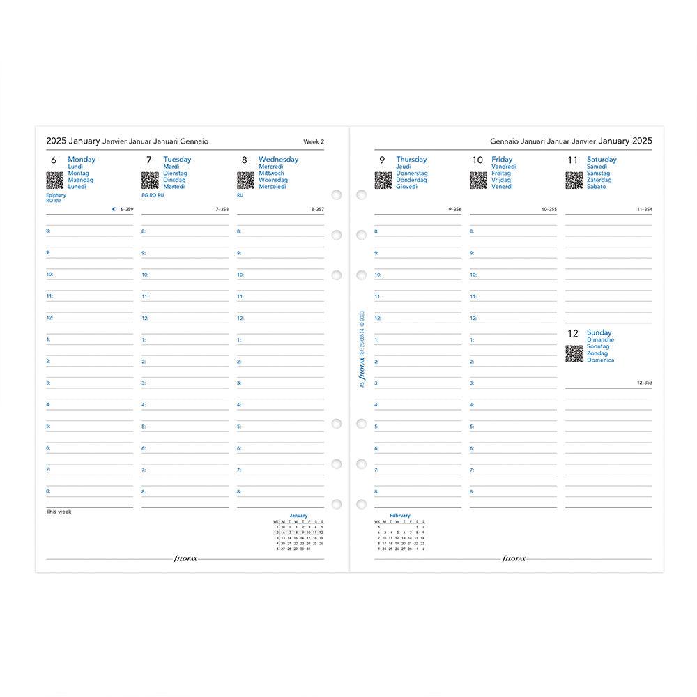 Filofax A5 Week to View with Appointments (5 languages), 2025