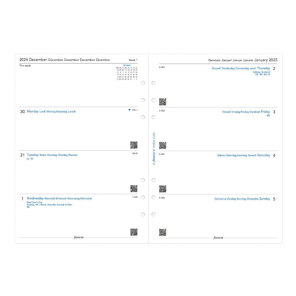 Filofax A5 Week to View, 5 Languages, 2025