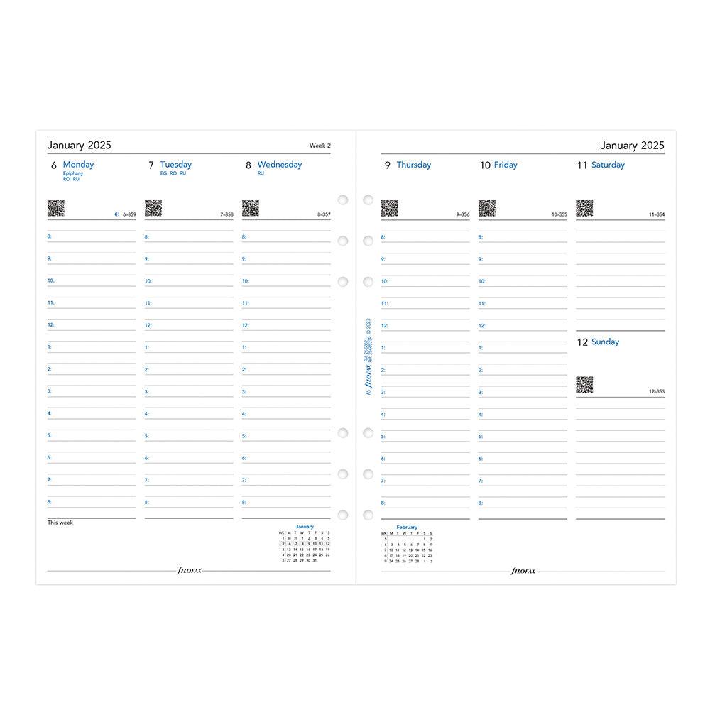 Filofax A5 Week to View with Appointments, English 2025