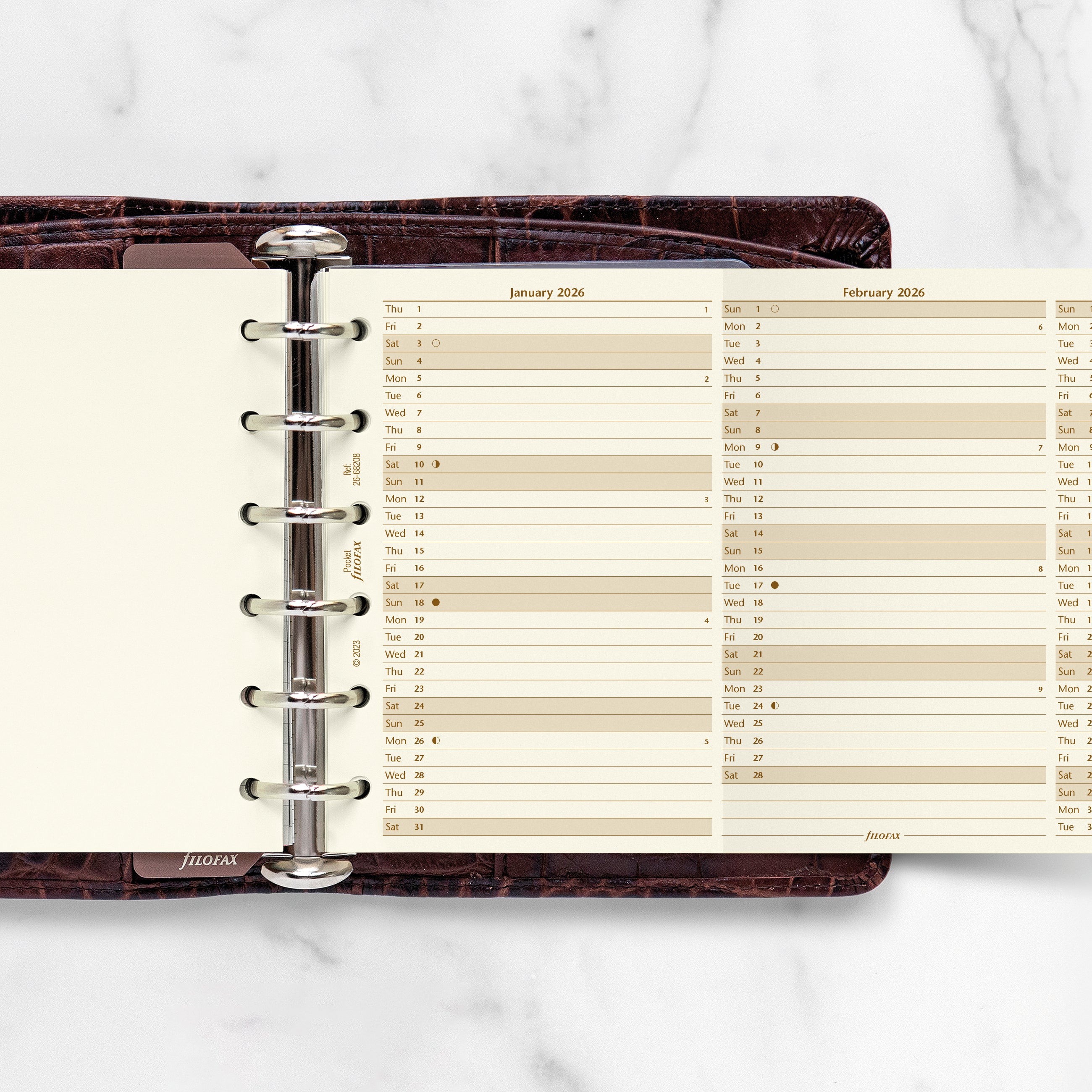 Filofax Pocket Vertical Year Planner Cotton Cream 2026