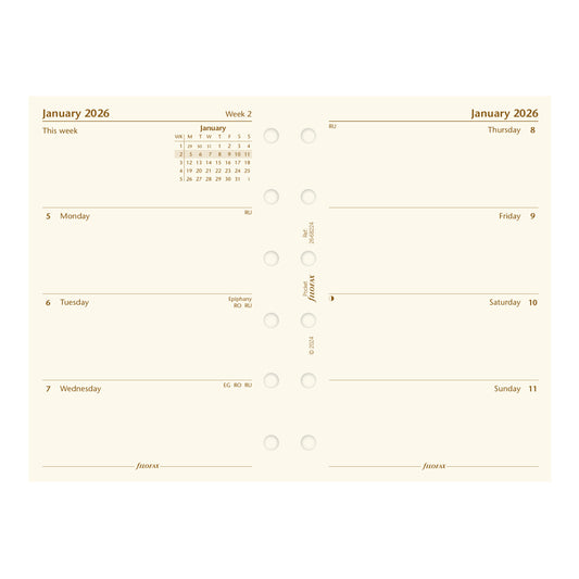 Filofax Pocket Week on Two Pages Cotton Cream 2026