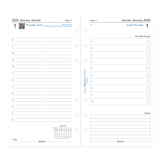Filofax Personal One Day on Two Pages 2026