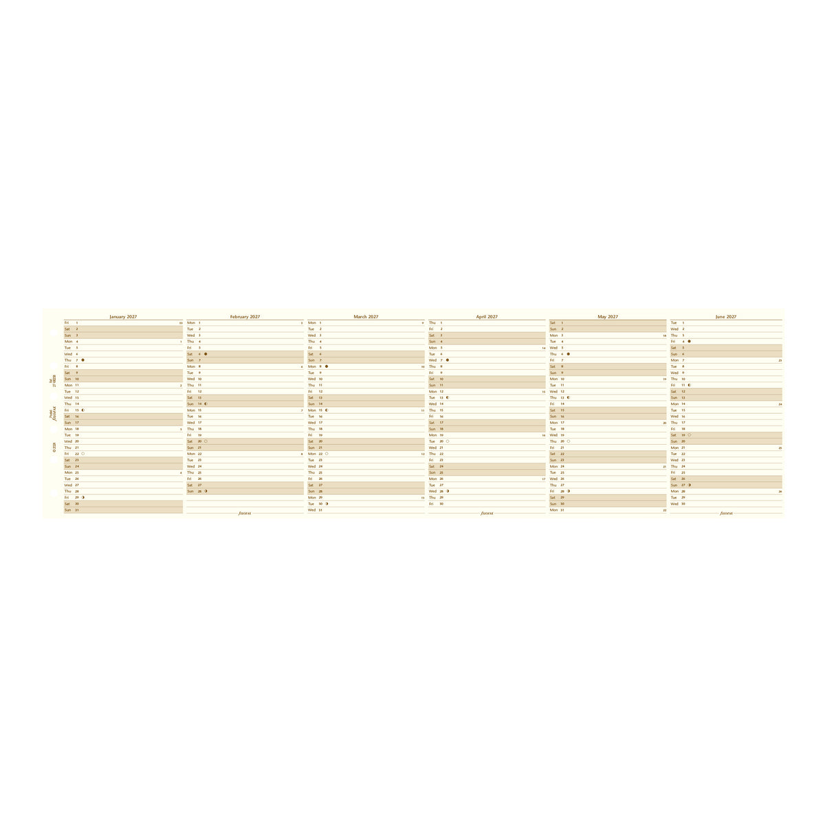 Filofax Pocket Vertical Year Planner Cotton Cream 2027