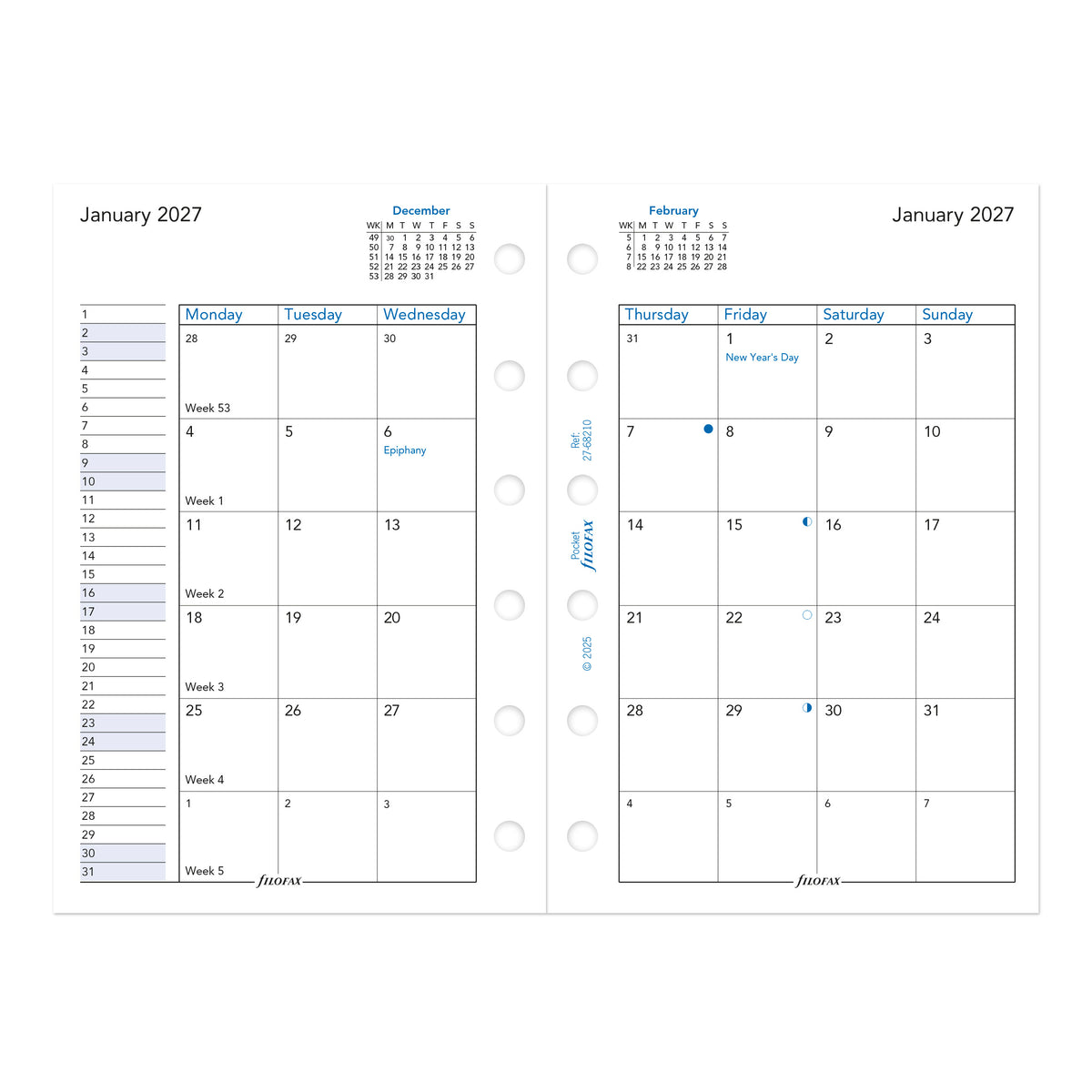 Filofax Pocket Month on Two Pages 2027