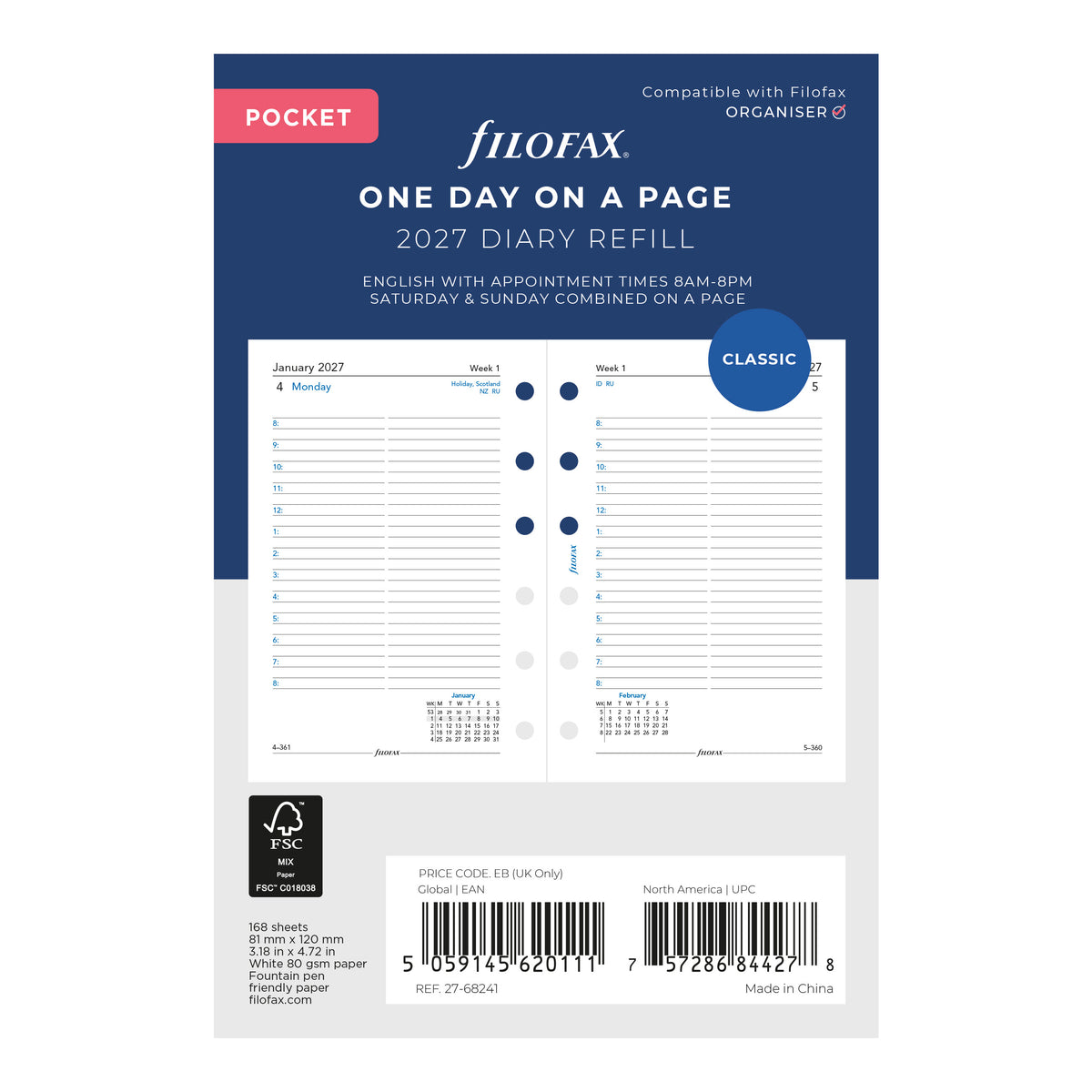 Filofax Pocket One Day on a Page 2027