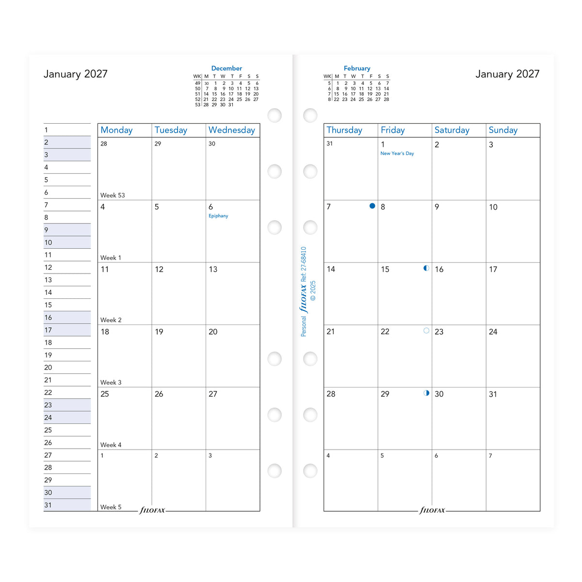 Filofax Personal Month on Two Pages 2027
