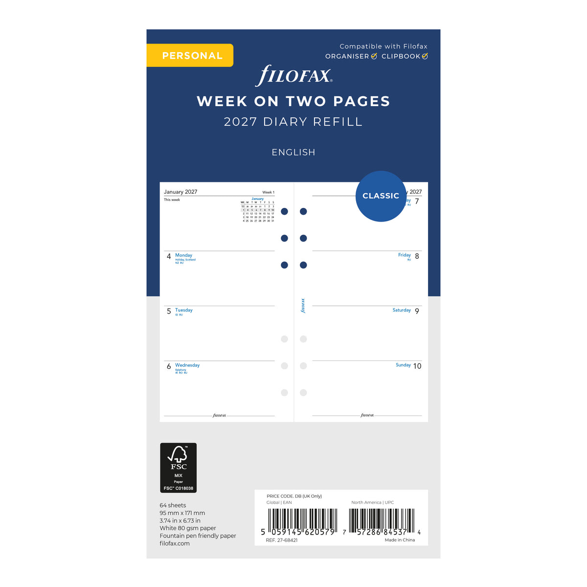 Filofax Personal Week on Two Pages 2027