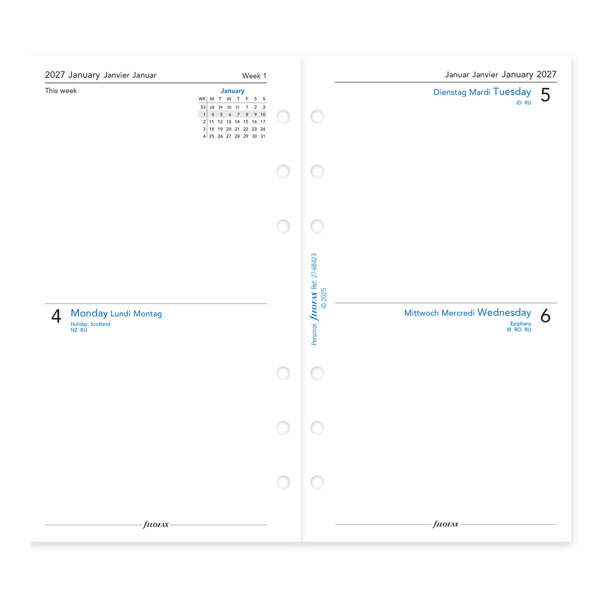 Filofax Personal Two Days on One Page 2027