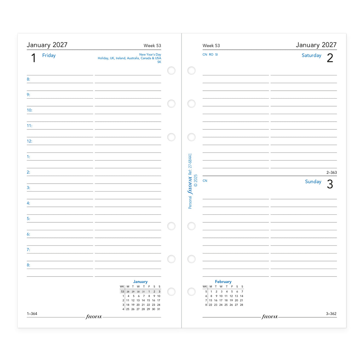 Filofax Personal One Day on a Page 2027