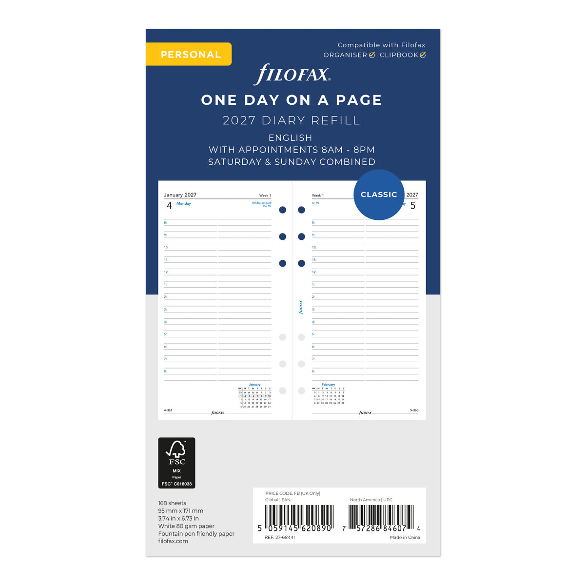 Filofax Personal One Day on a Page 2027